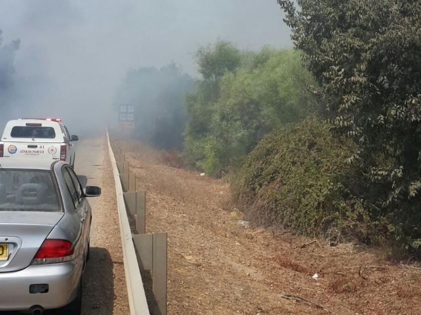שריפה גרמה לסגירת כביש 73 בין שריד ליפעת