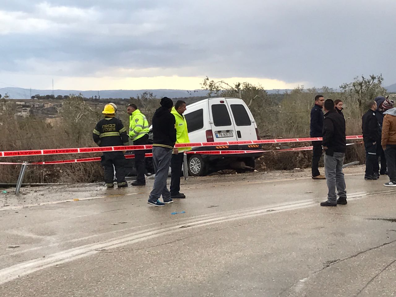 זירת התאונה בכביש בכביש 7912 - בין הישוב עדי שבעמק יזרעאל לישוב כעביה
