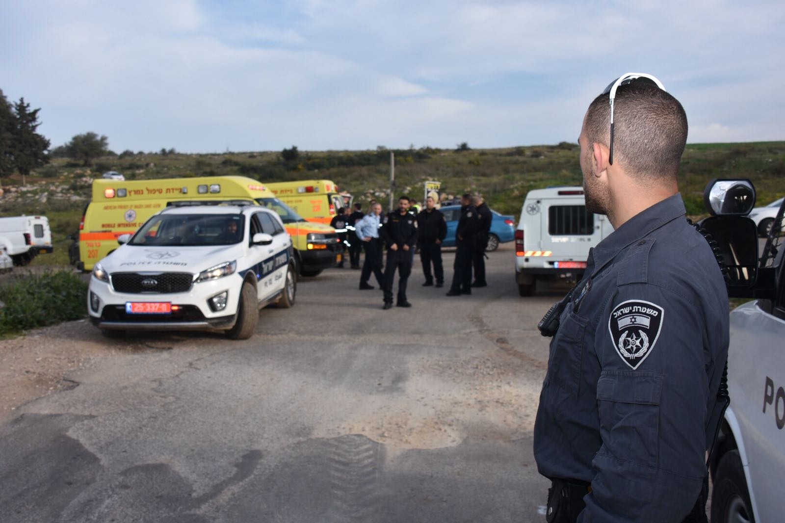 משטרת ישראל חוסמת את הגישה לאיזור נפילת מטוס חל האוויר. צילום: דוברות משטרת ישראל