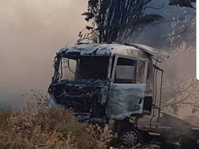 נהג משאית מהגלבוע במצב קשה לאחר שהמשאית בה נהג עלתה באש