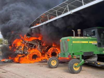 עמק המעיינות: מכונות חקלאיות עלו באש בקיבוץ כפר רופין